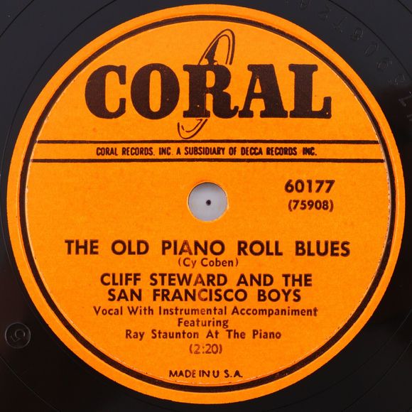 Cliff Steward, Old Piano Roll Blues / Always Say No 1950 10" 78 rpm Record 60177 - Picture 1 of 16